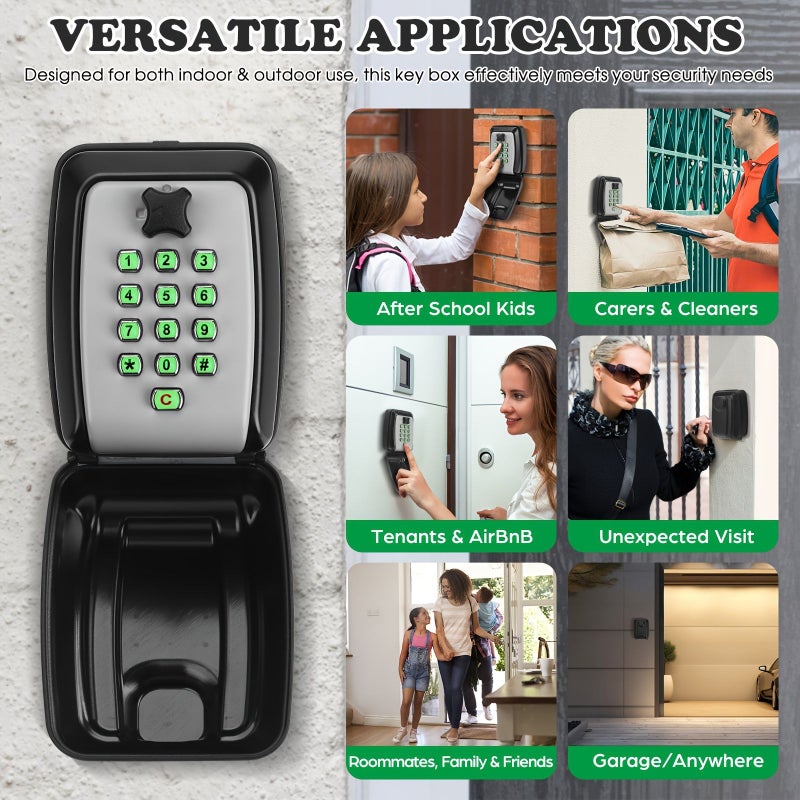 Gray Code Key Box Wall Mounted Anti Theft Key Storage For Home Entryway Anti Pry Code Lock For Renovation Homestay And Outdoor Use Shown Color - Image 1