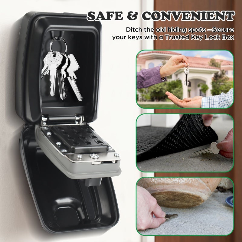Gray Code Key Box Wall Mounted Anti Theft Key Storage For Home Entryway Anti Pry Code Lock For Renovation Homestay And Outdoor Use Shown Color - Image 5