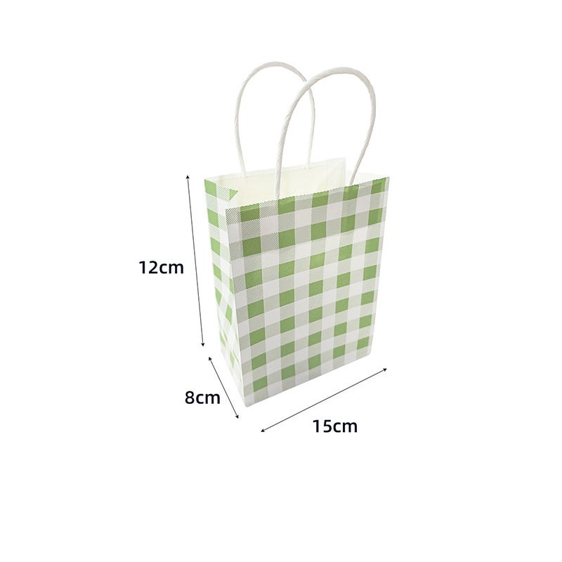 Colorful Disposable Tableware Set for Parties Medium green checkered paper bags 10 