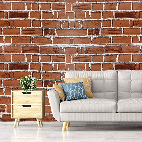 Eurotex PVC Peel and Stick, Self Adhesive Brick Wallpaper Roll, 45cm x 10Mtr - Image 1