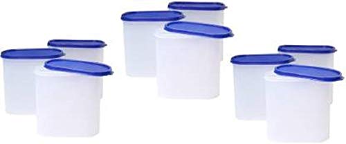 Mahaware Modular Oval Plastic Kitchen Container Set1800ml Set of 9Blue - Image 3