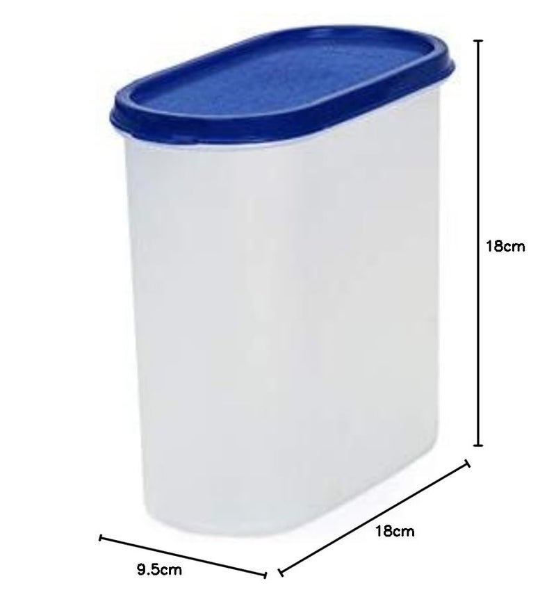 Mahaware Modular Oval Plastic Kitchen Container Set1800ml Set of 9Blue - Image 5