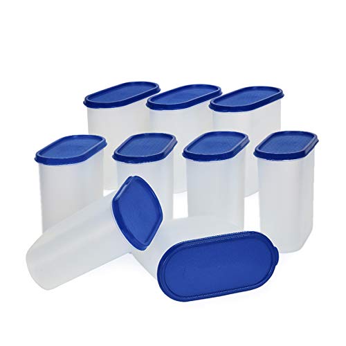 Mahaware Modular Oval Plastic Kitchen Container Set1800ml Set of 9Blue - Image 1