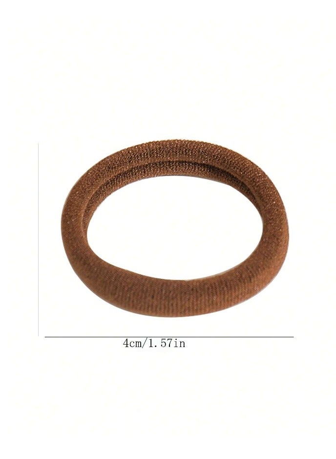 100pcs Brown Casual Hair Ties For Girls, Daily Life Headbands Ponytail Holders