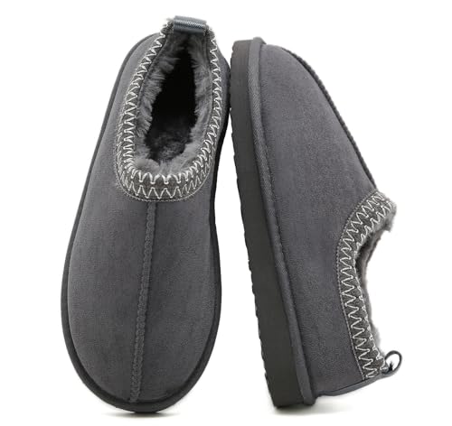 SMajong Women's Fuzzy Slippers Cozy Memory Foam House Shoes Winter Warm Loafer Slippers Indoor,Grey 8 US - Image 1