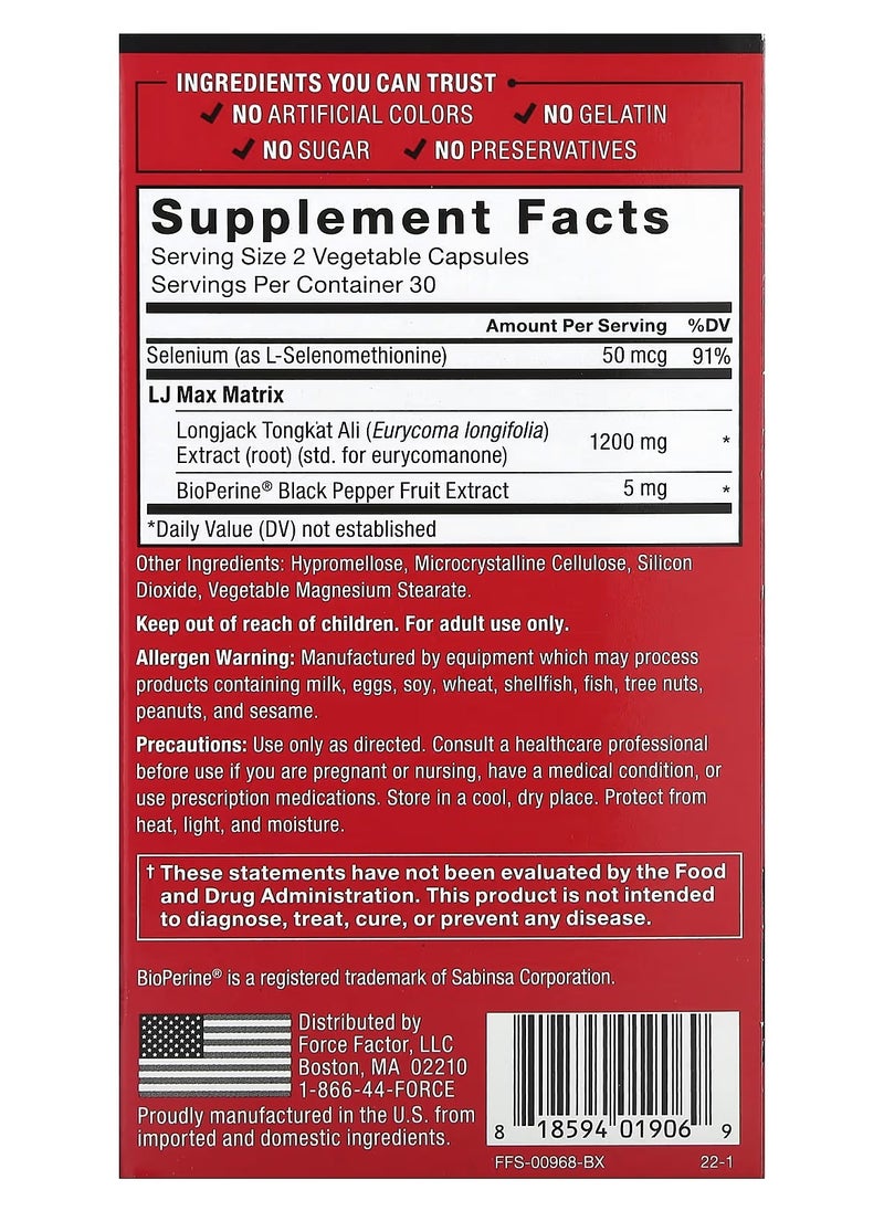 Force Factor - LongJack Tongkat Ali Max 1,200 mg Maximum Strength - 60 Vegetable Capsules - Image 1