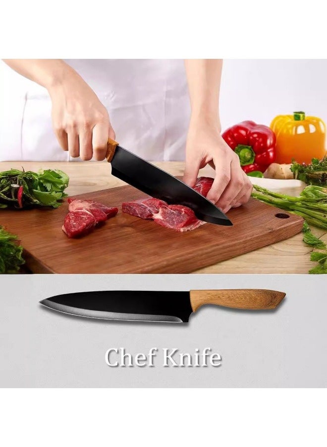 SHABILI - Kitchen Knife Set with Block, 19 PCS High Carbon Stainless Steel Sharp Kitchen Knife Set includes Serrated Steak Knives Set, Chef Knives, Bread Knife, Scissor, Sharpener, All in One Knife Set - Image 1