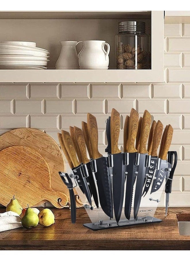 SHABILI - Kitchen Knife Set with Block, 19 PCS High Carbon Stainless Steel Sharp Kitchen Knife Set includes Serrated Steak Knives Set, Chef Knives, Bread Knife, Scissor, Sharpener, All in One Knife Set - Image 1