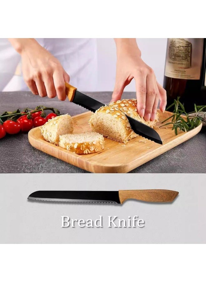SHABILI - Kitchen Knife Set with Block, 19 PCS High Carbon Stainless Steel Sharp Kitchen Knife Set includes Serrated Steak Knives Set, Chef Knives, Bread Knife, Scissor, Sharpener, All in One Knife Set - Image 1