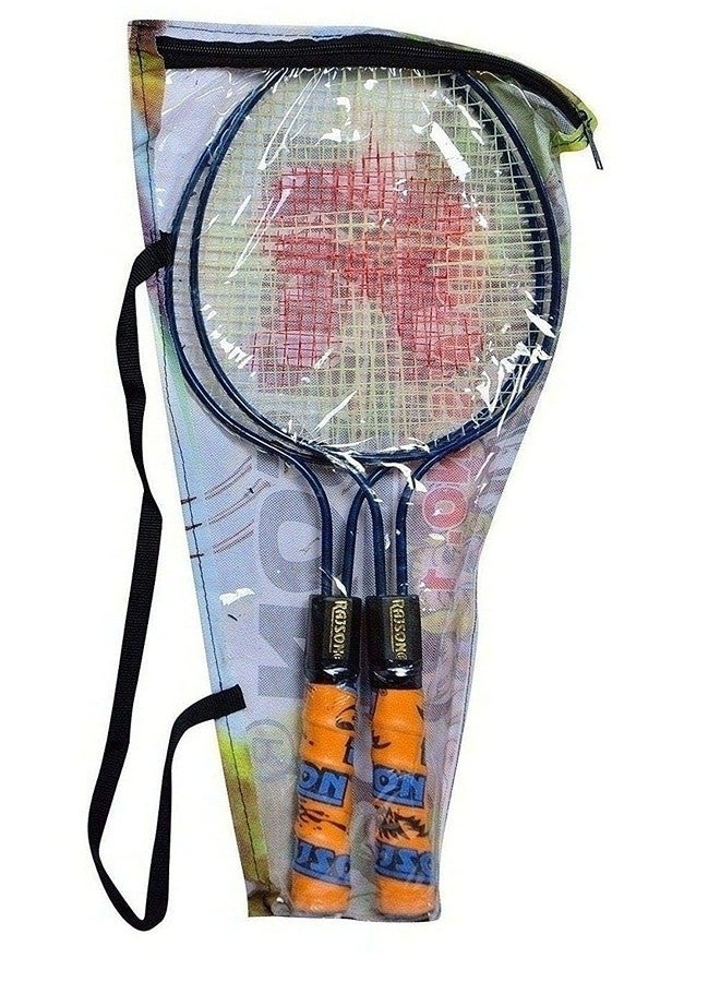 زوج مضارب تنس الريشة GRS® Rajson ذات القضيب المزدوج مع 10 كرات ريشة للأطفال من 4 إلى 8 سنوات (متعدد الألوان) - Image 5