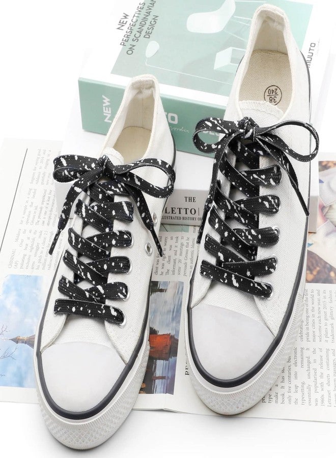 DANHUA Flat Black White Shoelaces 47 inch for Sneakers Art Printed Pattern String 2 Pair - Image 4