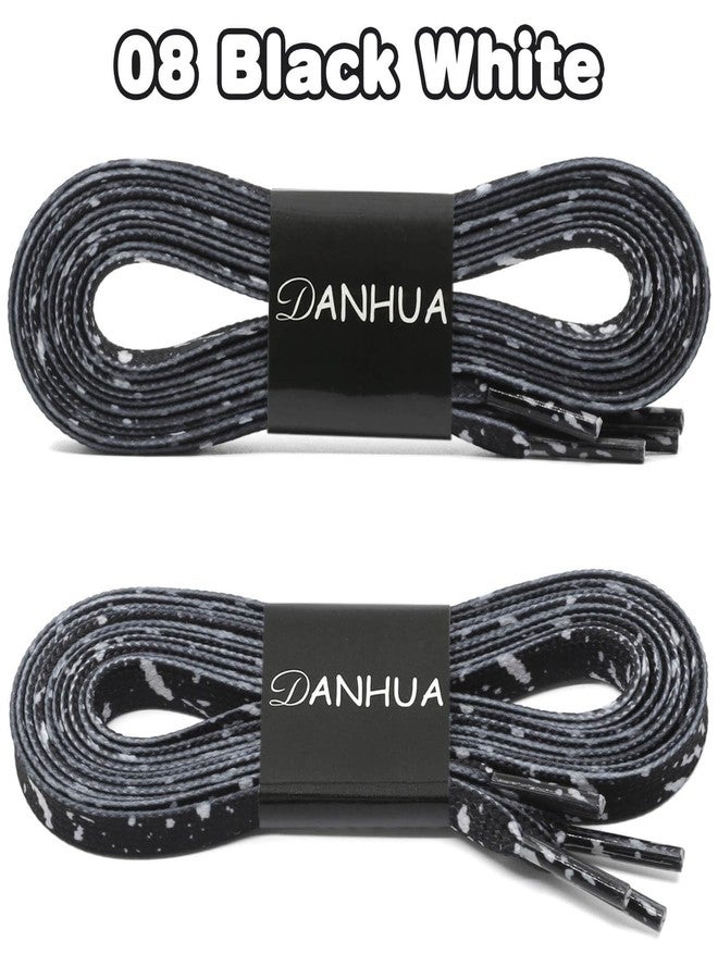 DANHUA Flat Black White Shoelaces 47 inch for Sneakers Art Printed Pattern String 2 Pair - Image 2