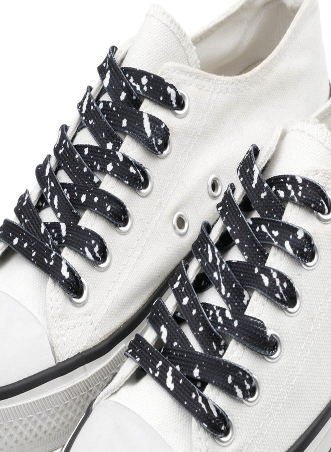 DANHUA Flat Black White Shoelaces 47 inch for Sneakers Art Printed Pattern String 2 Pair - Image 3