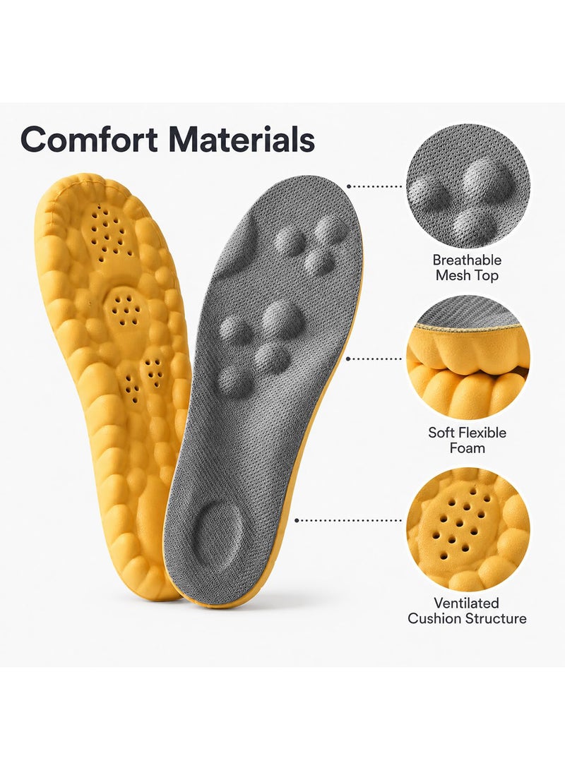 Tishta Medical Silicone Insole for Men - Memory Foam with Massage Pads and Ventilation - Cut-to-Size (41-46) - (Grey-Yellow) - (1 Pair) - Image 5