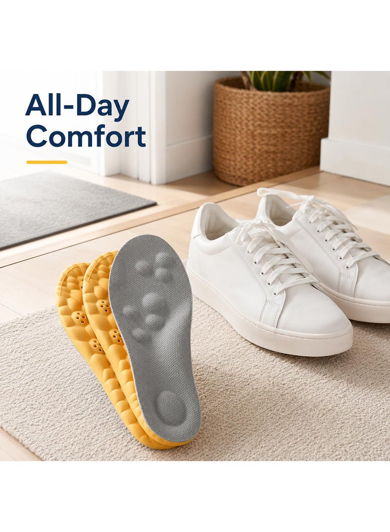 Tishta Medical Silicone Insole for Men - Memory Foam with Massage Pads and Ventilation - Cut-to-Size (41-46) - (Grey-Yellow) - (1 Pair) - Image 2