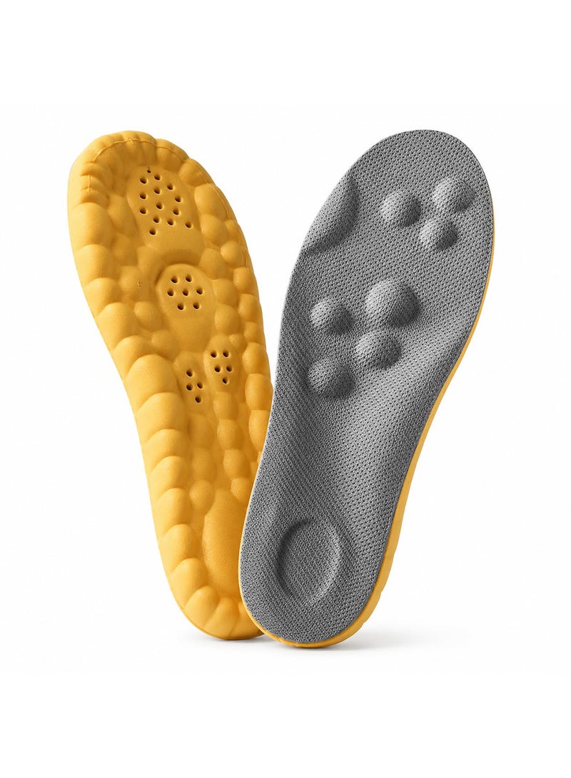 Tishta Medical Silicone Insole for Men - Memory Foam with Massage Pads and Ventilation - Cut-to-Size (41-46) - (Grey-Yellow) - (1 Pair) - Image 1