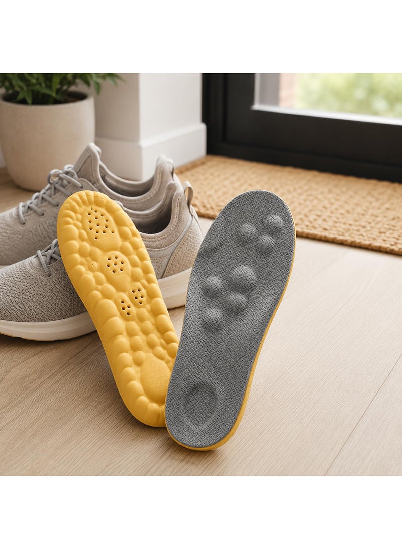 Tishta Medical Silicone Insole for Men - Memory Foam with Massage Pads and Ventilation - Cut-to-Size (41-46) - (Grey-Yellow) - (1 Pair) - Image 3