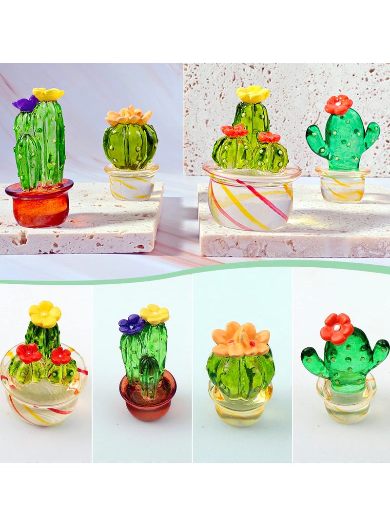 SYOSI Handcrafted Mini Crystal Cactus Set Cute Crystal Miniature Cactus Figurines Eye Catching Decor for Home Office Car Dashboard Shelf Easy to Install with Adhesive Idea Gift for Frends 4 Pack  - Image 3