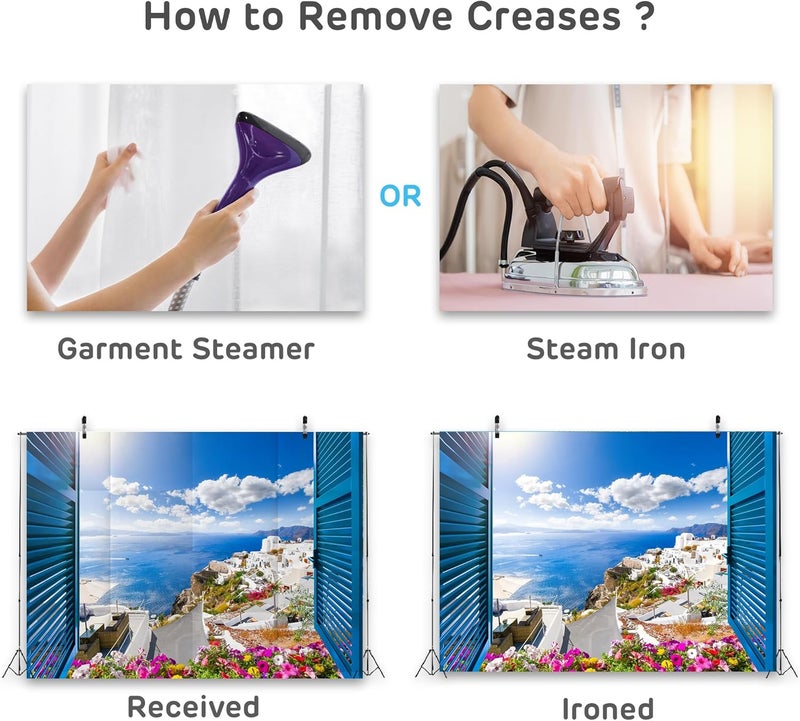 لوكور 12x10 قدم قماش خلفية لليونان، بحر إيجه، عمارة تقليدية، زهور، منظر نافذة، خلفية للتصوير الفوتوغرافي، زينة لحفلة عيد ميلاد بثيمة “ماما ميا”， ديكورات لحفلات الزفاف، أدوات لكابينات التصوير الفوتوغرافي - Image 5