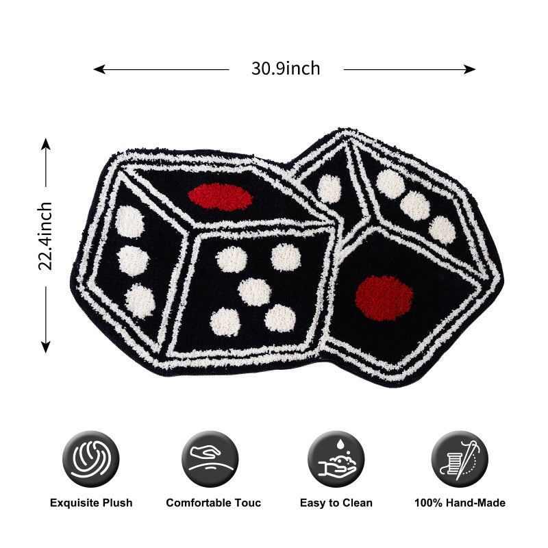 Meudid Dice Rug - 31"X23" Cool Carpet Non-Slip Flocking Floor Bath Mat for Living Room Decor, Alt Room Decor Soft Y2K Rugs Hypebeast Doormat for Bedroom - Image 3