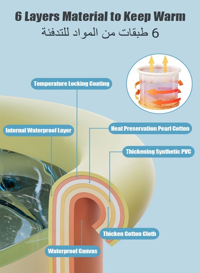 Loquat Portable Bathtub Foldable Soaking Bathing Tub for Freestanding Shower Stall Thickened Thermal Foam to Keep Temperature Spa Hot Ice bath - Image 4