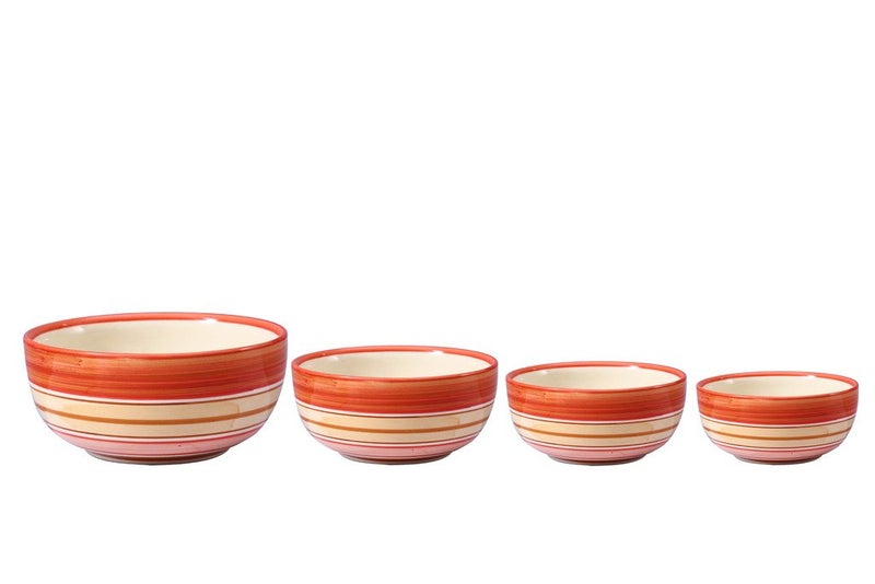 Caffeine Ceramic Handmade Orange Illusion Serving Bowl (Set of 4) - Image 3
