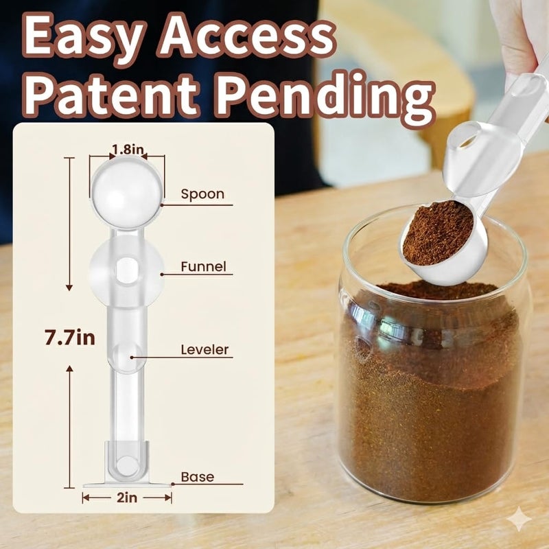 Mudygelay Coffee Scoop with Funnel for Ground Coffee, Protein Powder & Tea, for Reusable K Cup Refiller, 2TBSP Mess-Free, Funnel Design Prevents Spills (Translucent White, 1-Pack) - Image 3