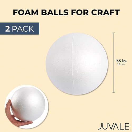 Juvale Sphere Craft Foam Balls - 7.5-Inch White Polystyrene Spheres - 2 Pack for DIY Projects, Floral Centerpieces & Home Decor - Image 5