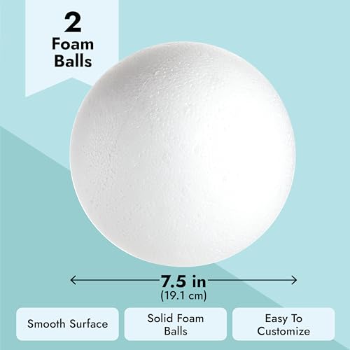 Juvale Sphere Craft Foam Balls - 7.5-Inch White Polystyrene Spheres - 2 Pack for DIY Projects, Floral Centerpieces & Home Decor - Image 4