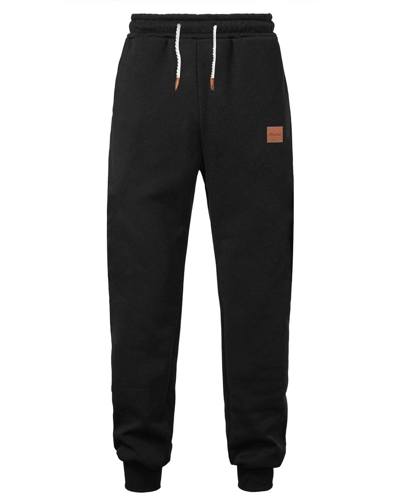 PIDOGYM Men's Fleece Sweatpants Heavyweight Elastic Waist Tapered Joggers Workout Running with Pockets Black - Image 3