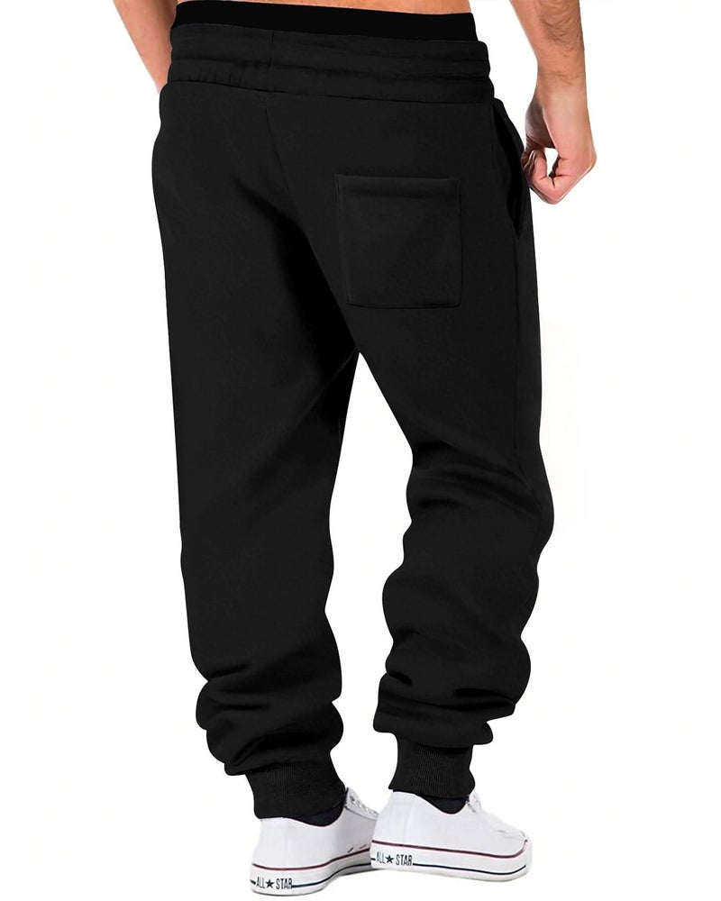 PIDOGYM Men's Fleece Sweatpants Heavyweight Elastic Waist Tapered Joggers Workout Running with Pockets Black - Image 2