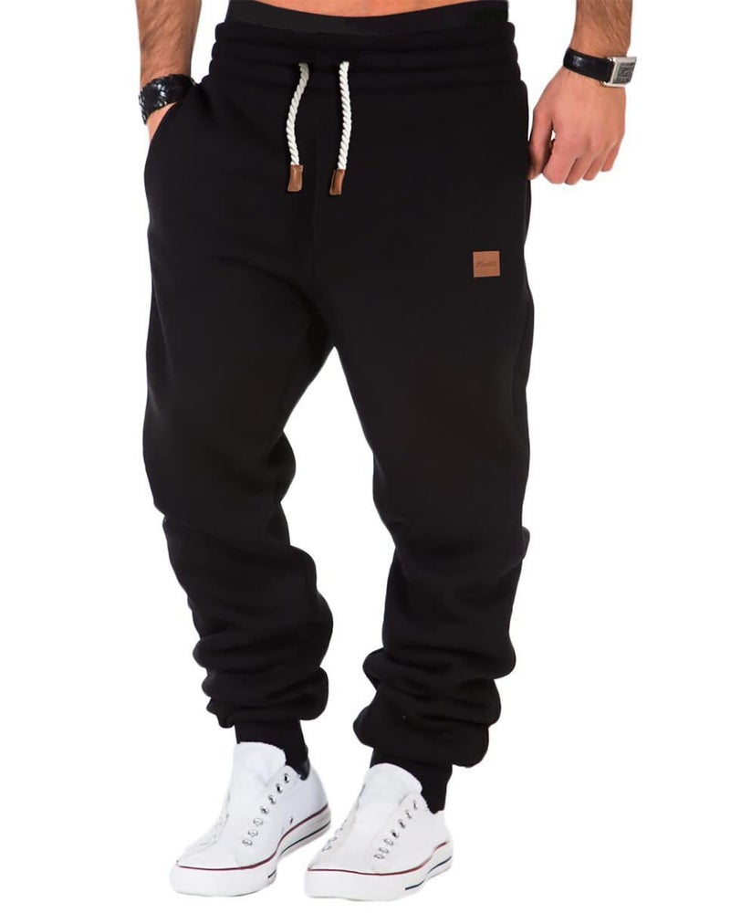 PIDOGYM Men's Fleece Sweatpants Heavyweight Elastic Waist Tapered Joggers Workout Running with Pockets Black - Image 1