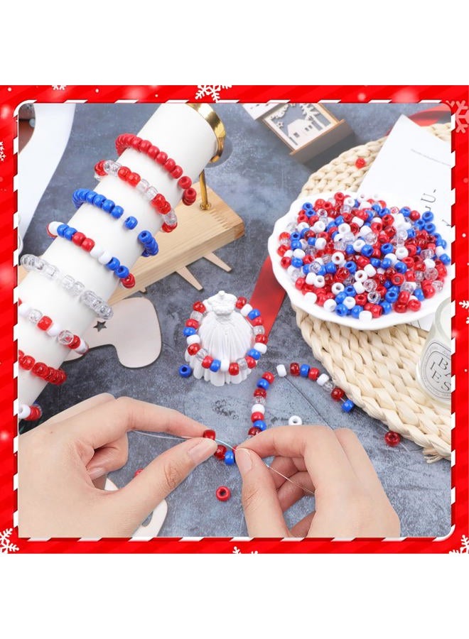 KAKW Red Pony Beads for Bracelet 1000 Pcs Plastic Beads for Friendship Bracelets 6x9mm Large Hole Beads for Hair Braiding Small Beads Necklace Earrings Jewelry Making - Image 5