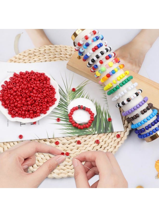 KAKW Red Pony Beads for Bracelet 1000 Pcs Plastic Beads for Friendship Bracelets 6x9mm Large Hole Beads for Hair Braiding Small Beads Necklace Earrings Jewelry Making - Image 4