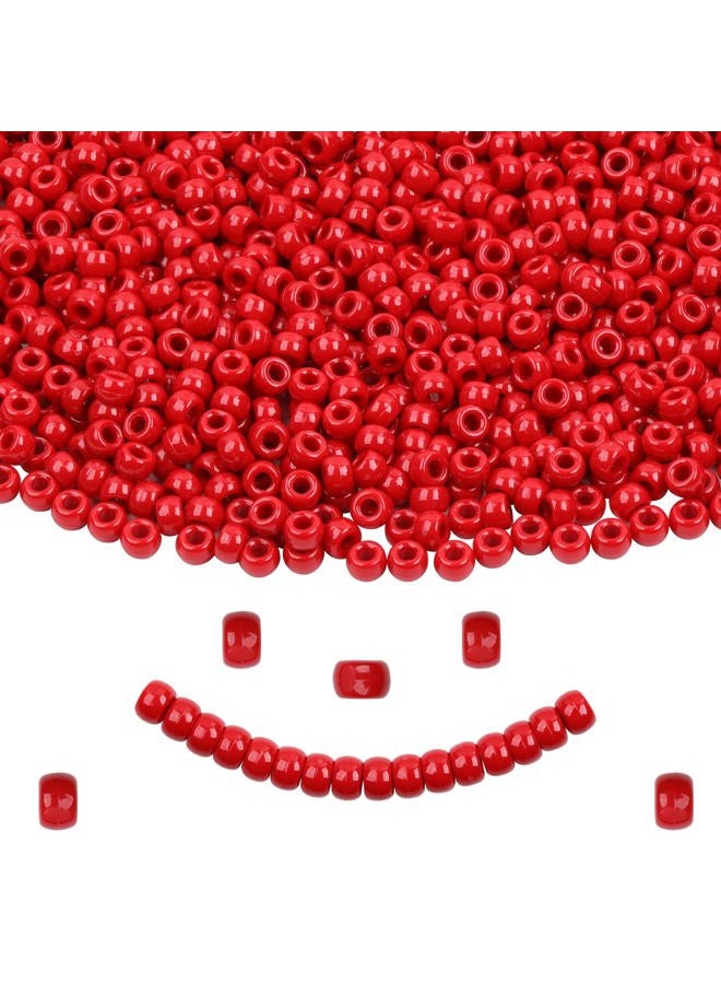 KAKW Red Pony Beads for Bracelet 1000 Pcs Plastic Beads for Friendship Bracelets 6x9mm Large Hole Beads for Hair Braiding Small Beads Necklace Earrings Jewelry Making - Image 1