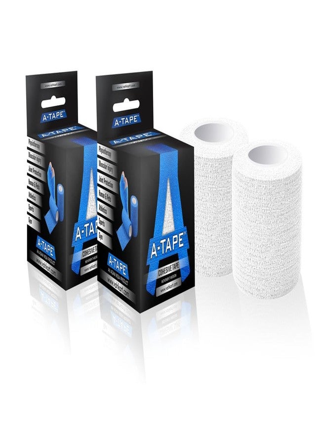 A-Tape Cohesive Crepe (5cm X 4.5 mtr, Pack of 2) Elastic Self Adherent Crepe Bandage Breathable Self Adhesive Cohesive Bandage for Humans & Pets (Dogs, Cats, Birds) (5 cm) (White) - Image 1