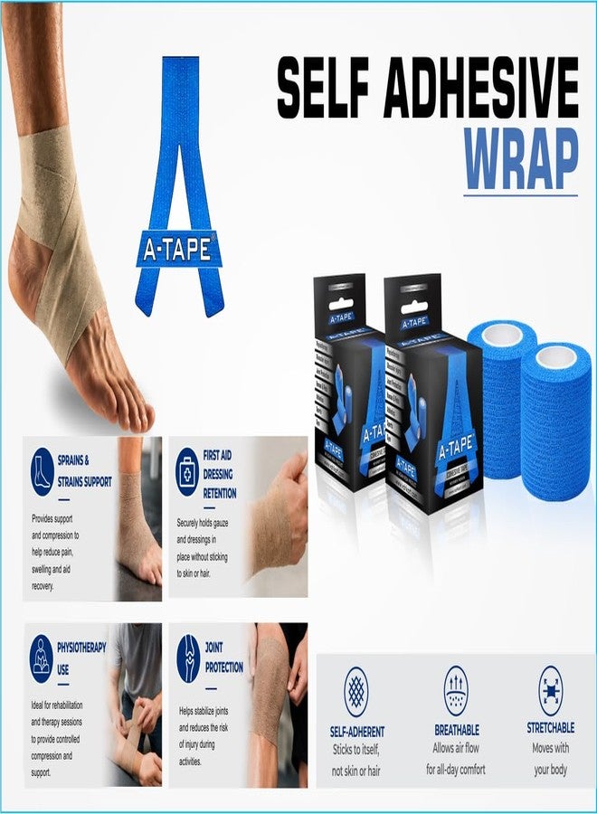 A-Tape Cohesive Crepe (5cm X 4.5 mtr, Pack of 2) Elastic Self Adherent Crepe Bandage Breathable Self Adhesive Cohesive Bandage for Humans & Pets (Dogs, Cats, Birds) (5 cm) (White) - Image 2