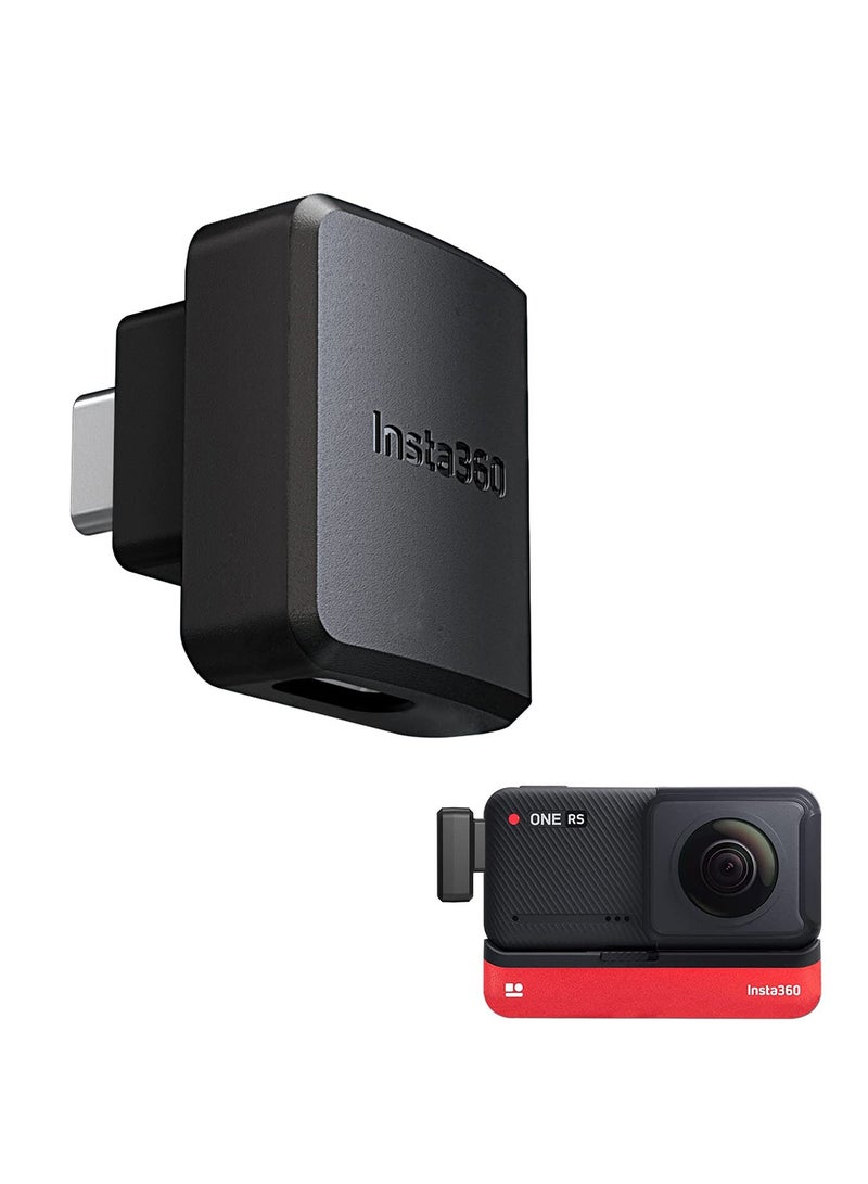ONE RS Dual Mic Adapter, Insta360 ONE RS Mic Adapter Support Capture Audio 3.5mm Mic USB-C Port Action Camera Accessories Horizontal Version - Image 1