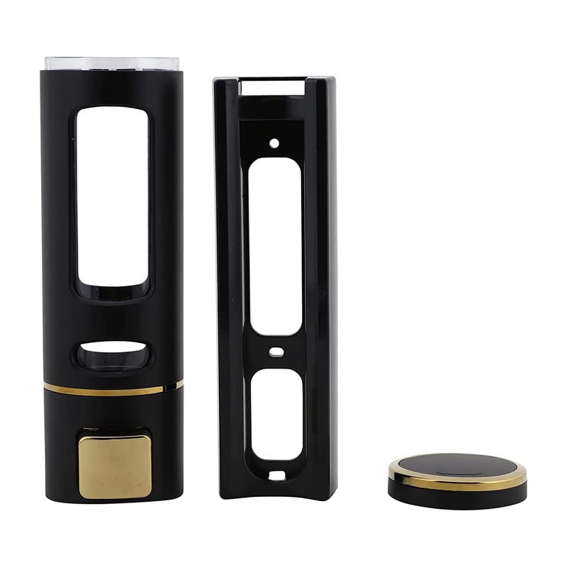 BATH GURU Wall Mounted Soap Dispenser for Bathroom Kitchen Liquid Soap Shampoo Handwash Sanitizer Lotion Gel Dispenser for Hotel School Colleges Hospital Bathrooms ABS Plastic Black Gold Pack of 4 - Image 2