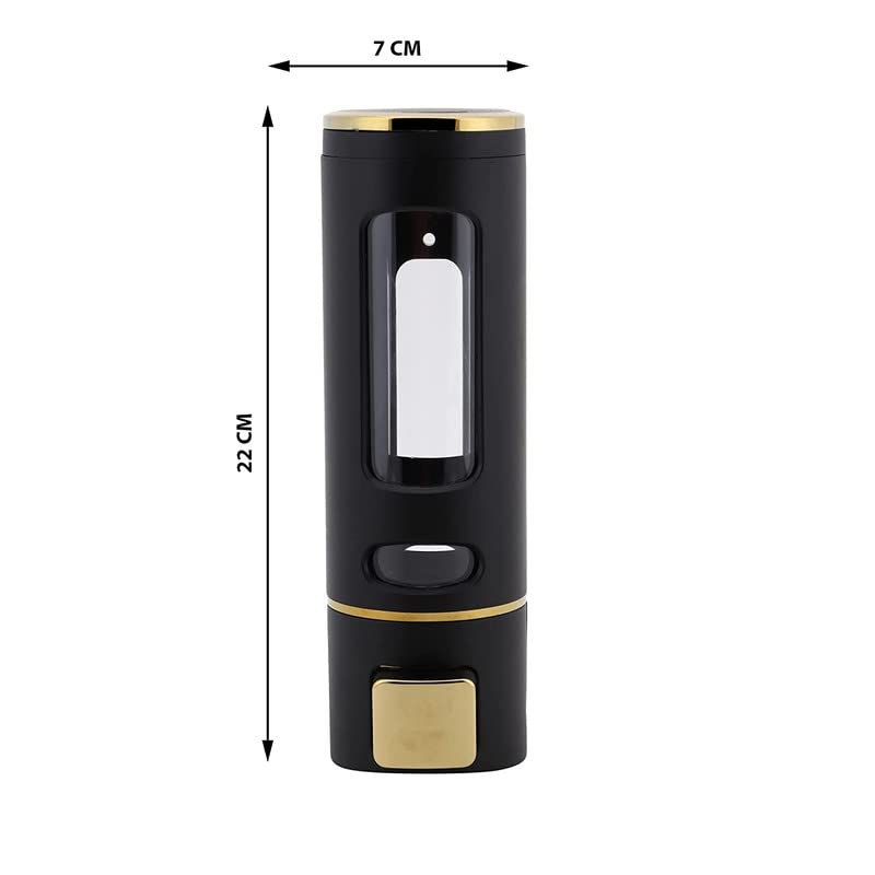 BATH GURU Wall Mounted Soap Dispenser for Bathroom Kitchen Liquid Soap Shampoo Handwash Sanitizer Lotion Gel Dispenser for Hotel School Colleges Hospital Bathrooms ABS Plastic Black Gold Pack of 4 - Image 5