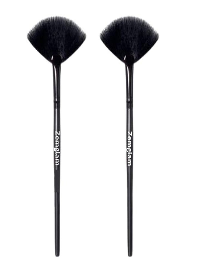 Zemglam Synthetic Bristle Fan Brush, Set of 2, for Highlighting and Contouring - Image 1
