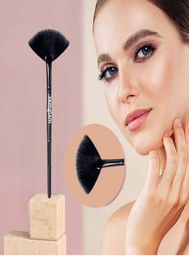 Zemglam Synthetic Bristle Fan Brush, Set of 2, for Highlighting and Contouring - Image 4