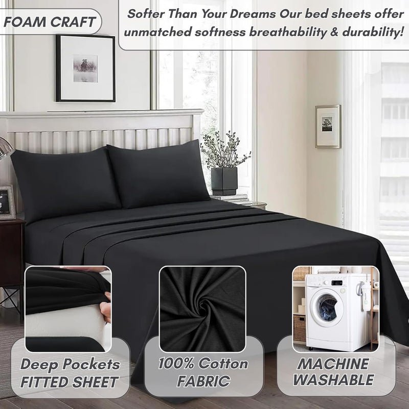 FOAM CRAFT Luxury Quality 4 Piece Bed Sheet Set - Twin Size, Black - Image 4