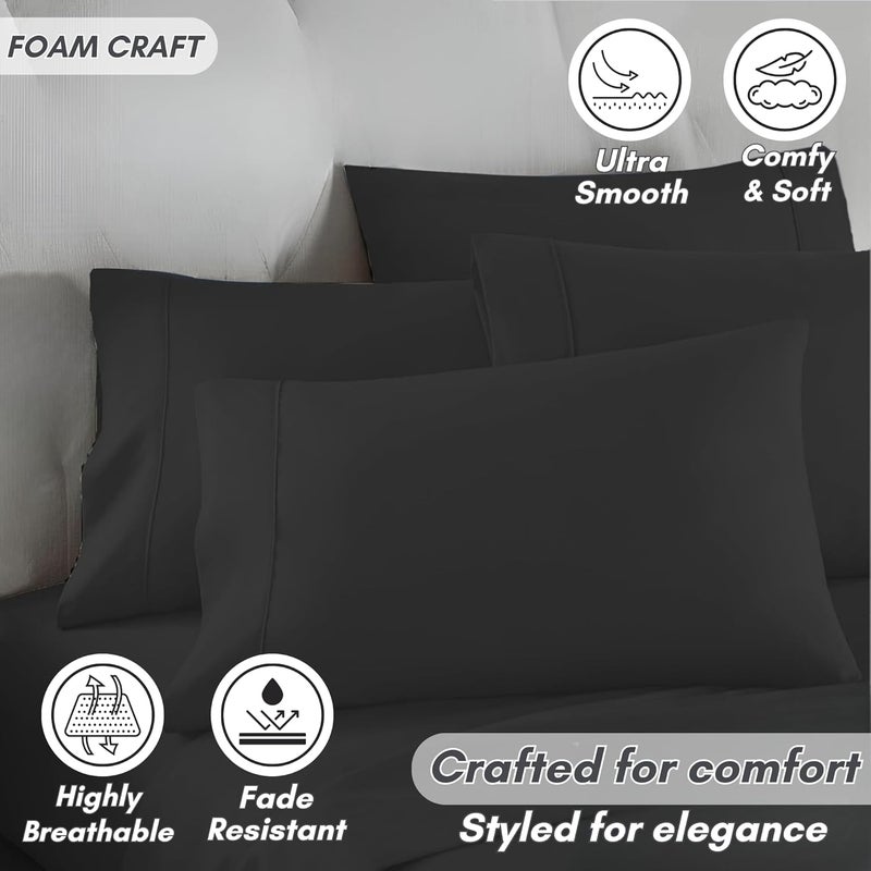 FOAM CRAFT Luxury Quality 4 Piece Bed Sheet Set - Twin Size, Black - Image 5