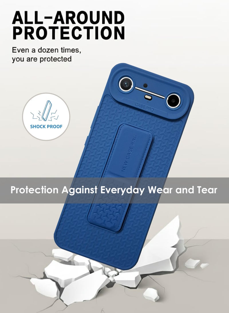 جراب Tecno Pova Slim بمقبض يدوي - حامل مغناطيسي وحامل مدمج لهاتف Tecno Pova Slim - قبضة قوية لحامل السيارة المغناطيسي، جراب سيليكون أنيق وعملي، يوفر أقصى درجات الراحة ومشاهدة بدون استخدام اليدين - أزرق داكن - Image 3