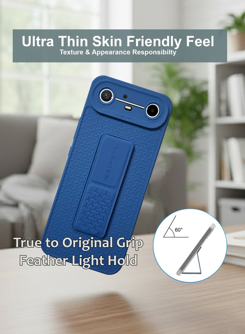 جراب Tecno Pova Slim بمقبض يدوي - حامل مغناطيسي وحامل مدمج لهاتف Tecno Pova Slim - قبضة قوية لحامل السيارة المغناطيسي، جراب سيليكون أنيق وعملي، يوفر أقصى درجات الراحة ومشاهدة بدون استخدام اليدين - أزرق داكن - Image 2