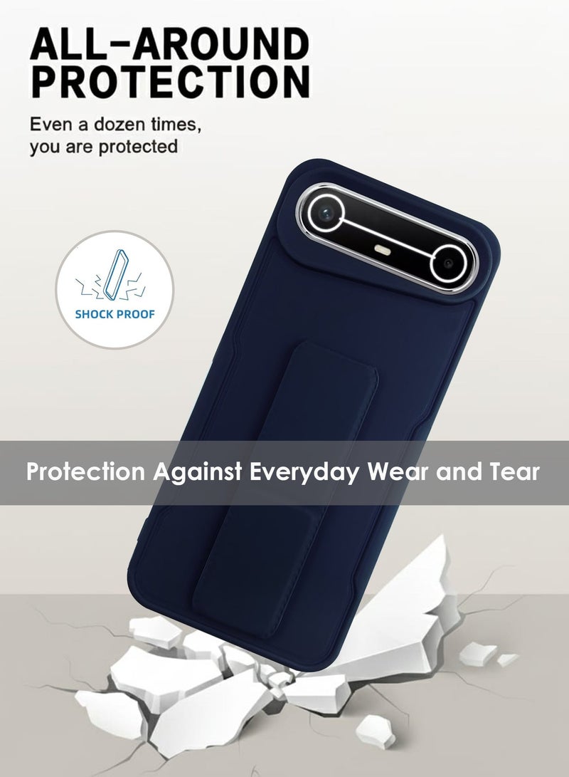 Tecno Pova Slim Hand Grip Case Cover - Magnetic Hand Grip Holder & Kickstand Case For Tecno Pova Slim - Strong Grip for Magnetic Car Holder, Stylish Silicone Case & Functional, Ultimate Convenience & Hands-Free Viewing - Navy Blue - Image 5