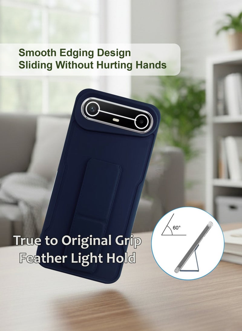Tecno Pova Slim Hand Grip Case Cover - Magnetic Hand Grip Holder & Kickstand Case For Tecno Pova Slim - Strong Grip for Magnetic Car Holder, Stylish Silicone Case & Functional, Ultimate Convenience & Hands-Free Viewing - Navy Blue - Image 2