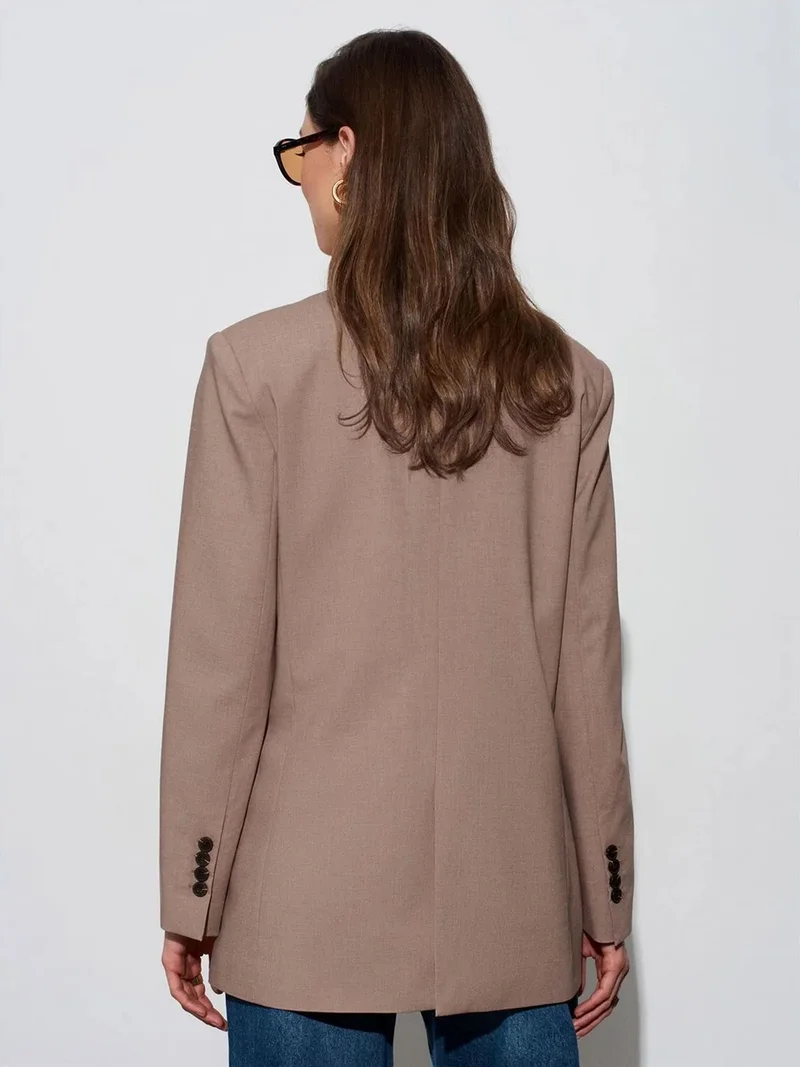 ديلفين DILVIN Oversized Long Crepe Blazer Jacket
