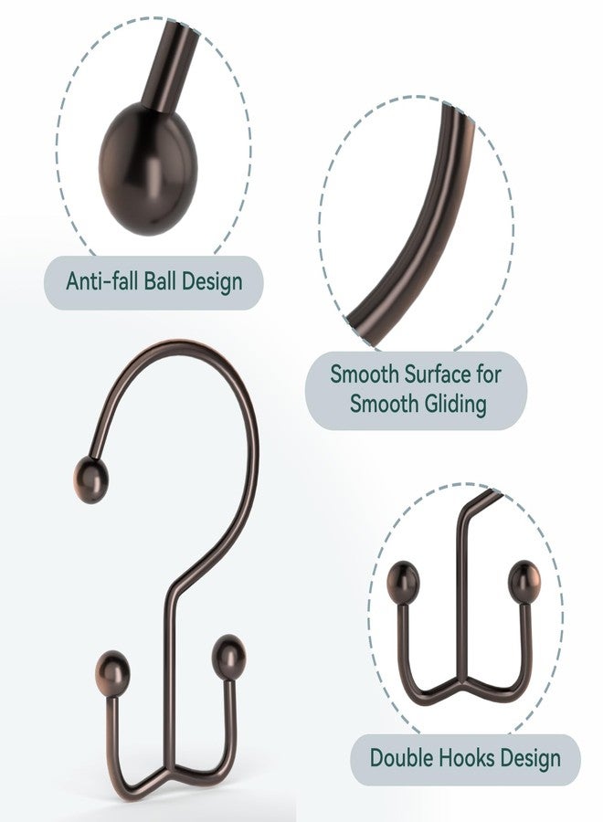 Goowin Shower Curtain Hooks, 12 Pcs Shower Curtain Rings, Durable Shower Curtain Rings Rust Proof, Double Glide Shower Rings for Curtain, Simple Shower Hooks for Shower Curtain & Liner, Bronze - Image 5